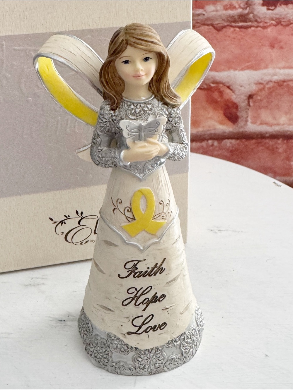 Faith Hope Love Angel Yellow Ribbon Figurine Pavilion Gift Collectible Figure